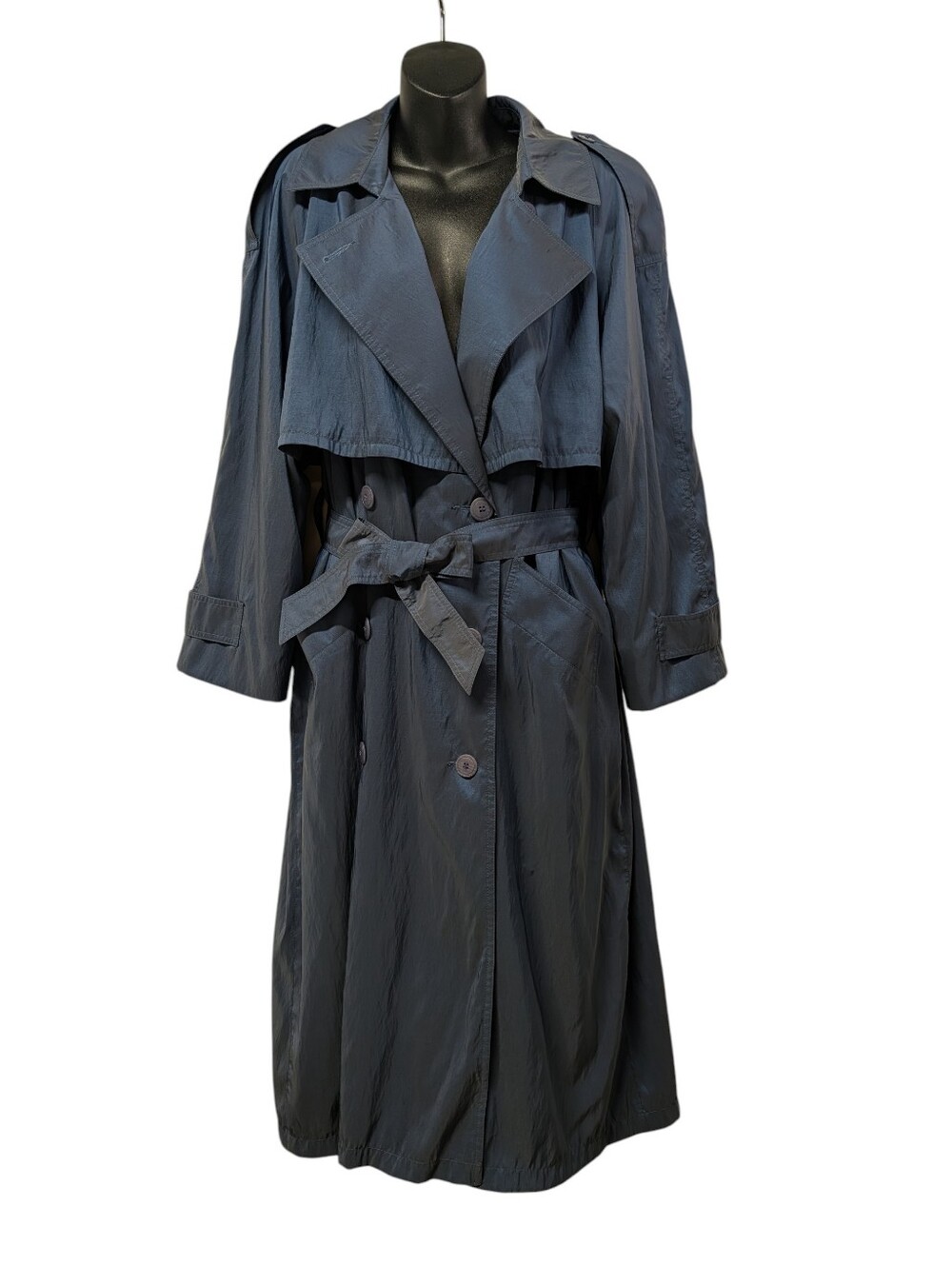 Vintage Forecaster of Boston Trench Coat Women Sz 10P Blue Gray Classic Belted